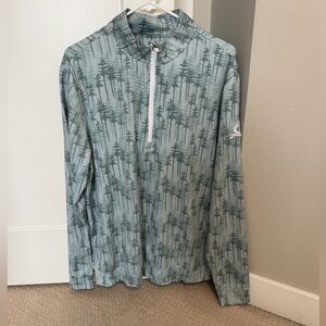 Men’s Waggle Gold Quarter Zip Pullover, Abstract Trees, Large